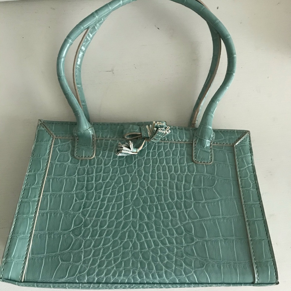 Turquoise Faux Snakeskin Purse